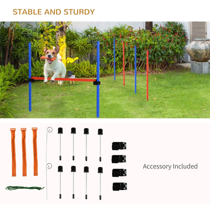 Pet Agility Training Equipment Adjustable Set (Pole + Hoop + Hurdle)