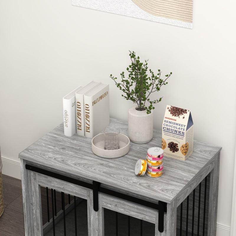Dog Crate Furniture with Removable Cushion - Grey