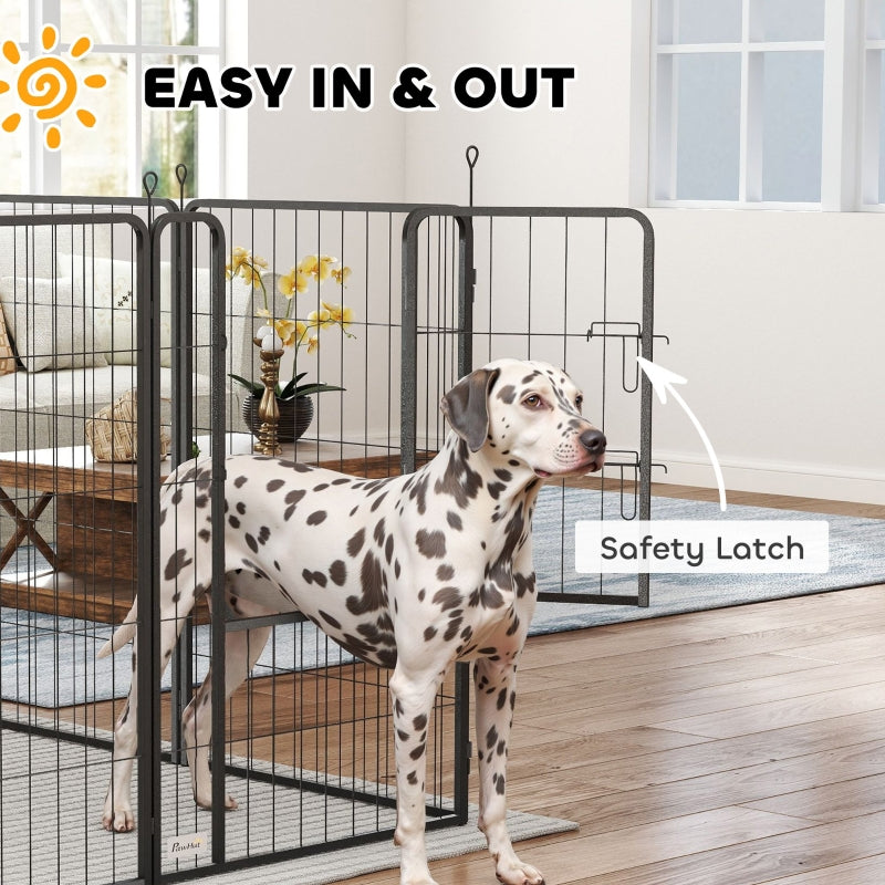 Eight-Panel Dog Playpen with Door, Large, 100cm Tall, Black