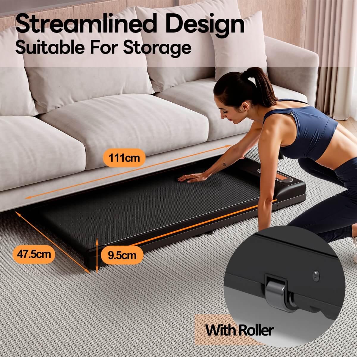 Folding Under Desk Walking Treadmill ¨C Adjustable Incline 1¨C6 km/h, Low Noise Home & Office Exercise Machine, LED Displa