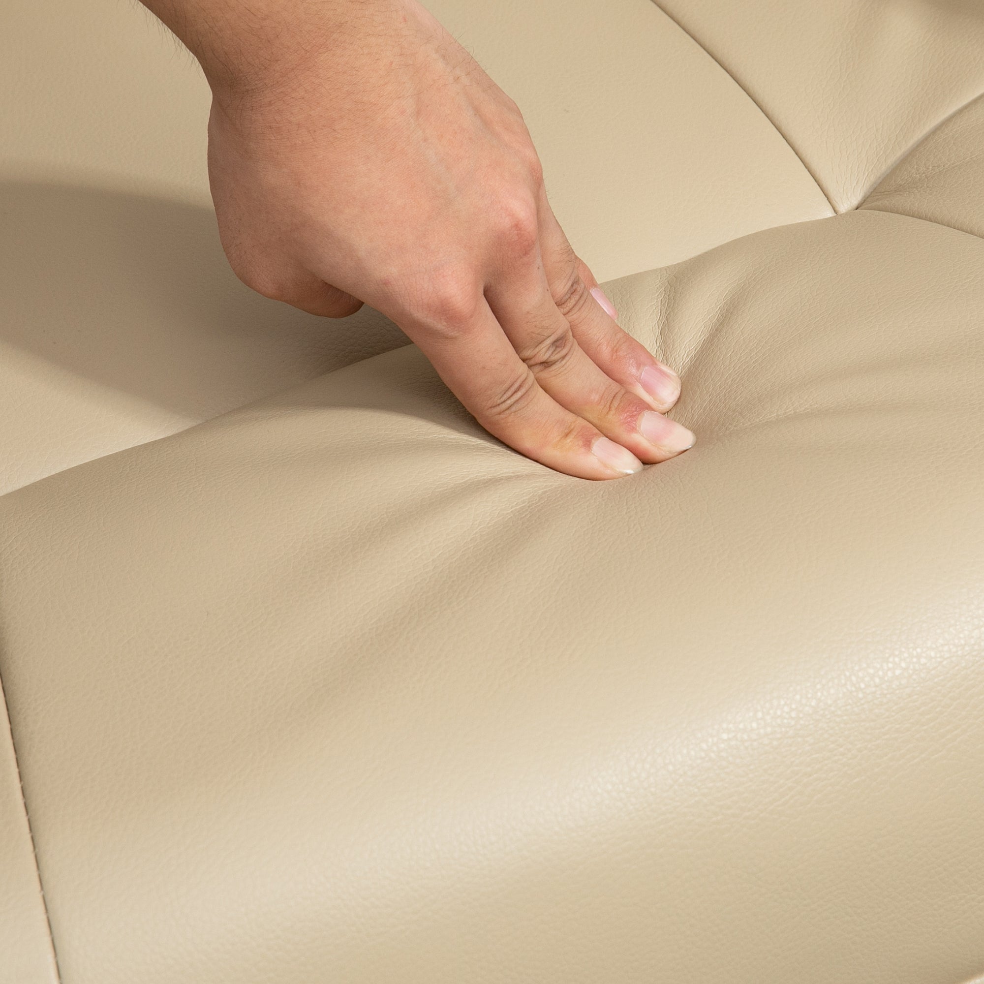 Faux Leather Armchair, 145¡ã Reclining Back and Footrest - Cream