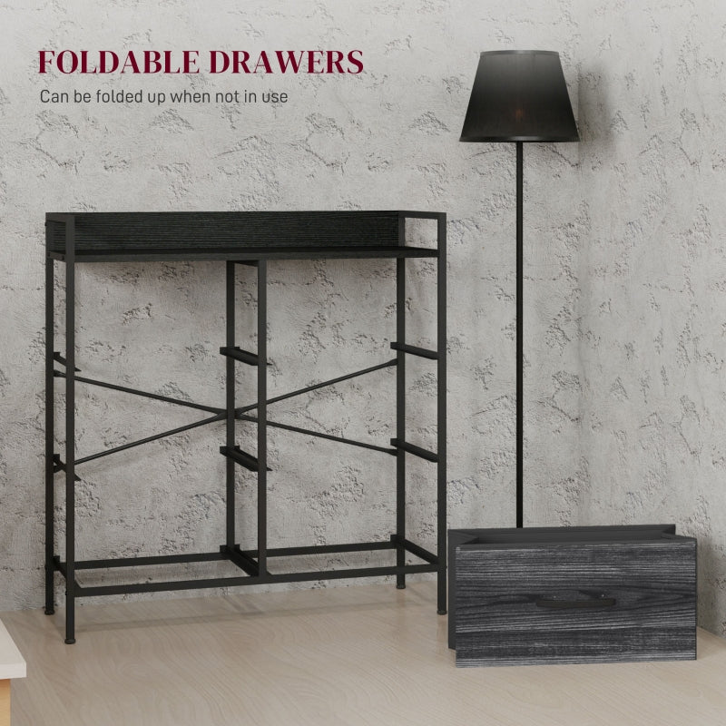 Rustic Chest of Drawers, Six Fabric Drawers - Black