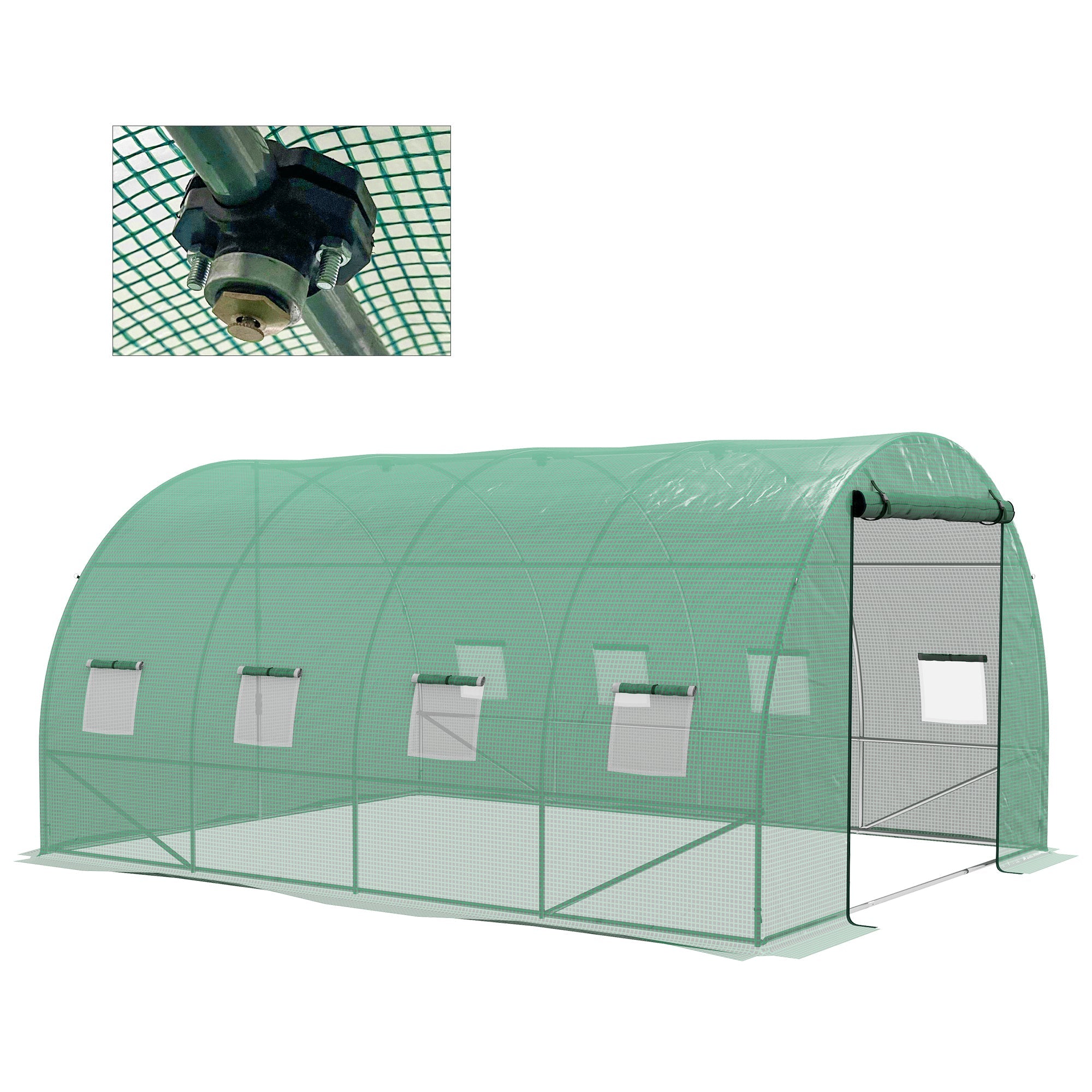 Sprinkler System Polytunnel Greenhouse, 4 x 3(m), Green