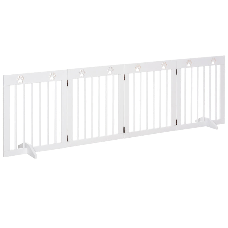 Freestanding Pet Gate Folding Safety Fence with Support Feet for Doorway Stairs, White