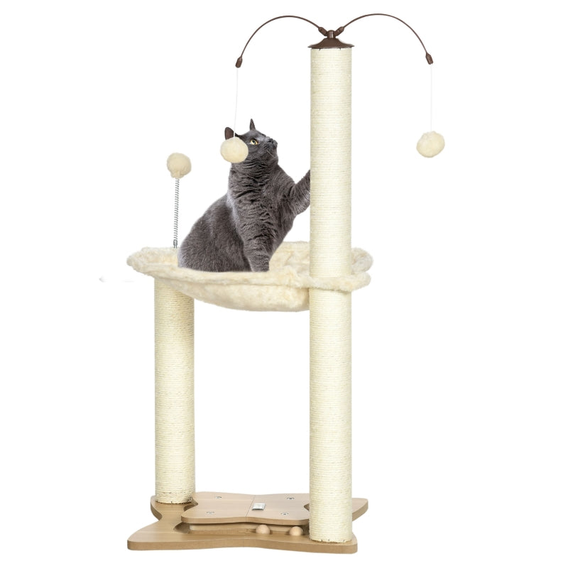 Cat Tree, Scratching Posts, Hammock, Toy Ball - Beige