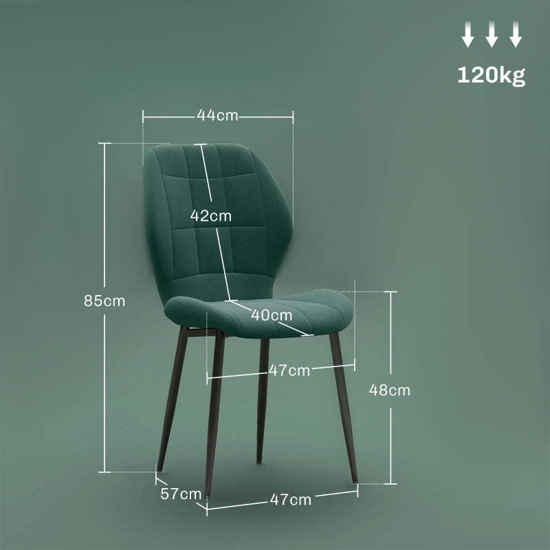 Set of Four Relaxed Tub Dining Chairs, Flannel - Green