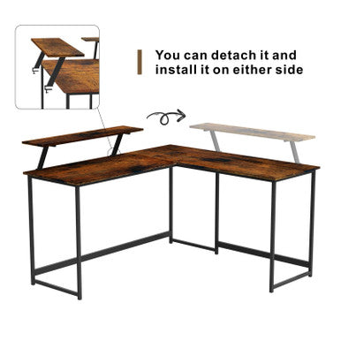 L-Shaped Black Computer Desk with Corner Workstation Table—DT-24612