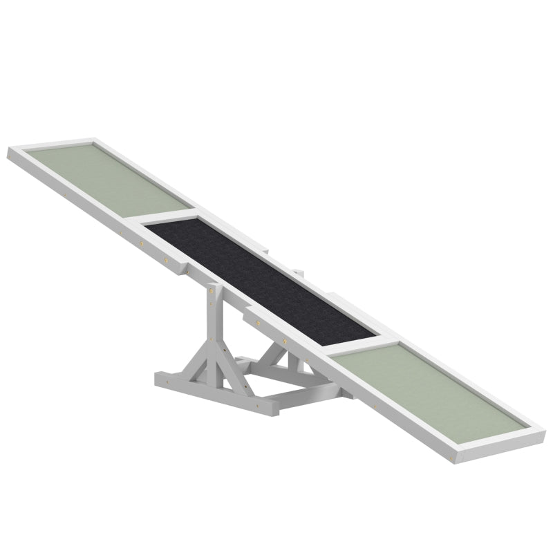Wooden Pet Seesaw, Agility Equipment Anti-Slip Surface - White