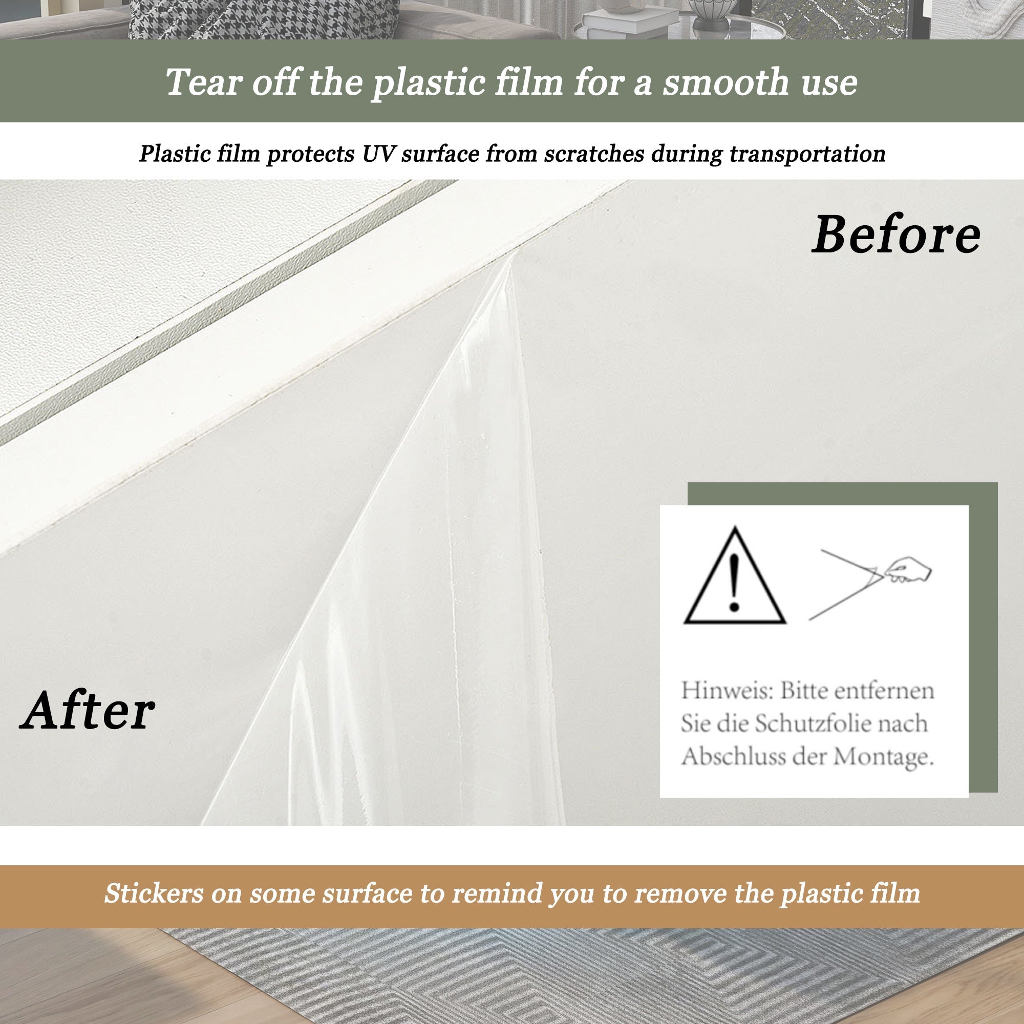 White Square High Gloss Coffee Table with 360¡ã Rotating Top, Tea Table with 16-Color LED light, 70x70x36 cm