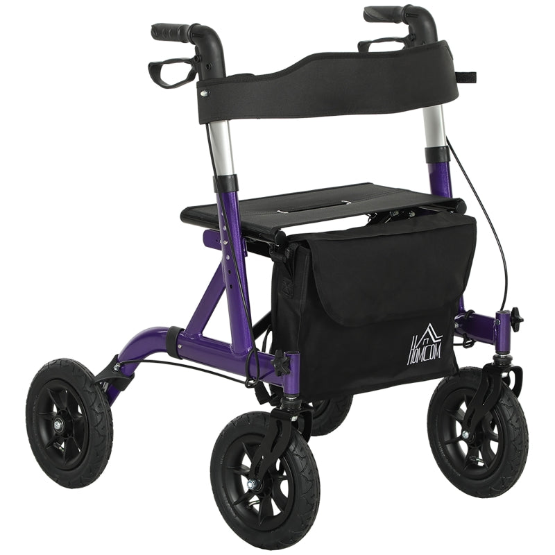 Folding Rollator Walker - Lightweight, All-terrain, Adjustable, Purple