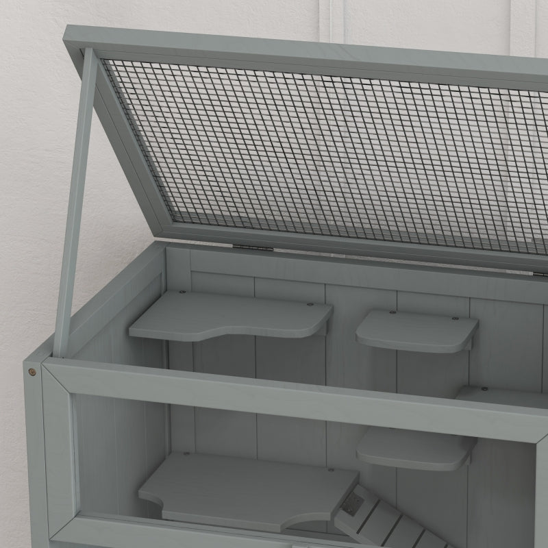 Wooden Hamster Cage 3 Tier House Storage Shelf, Openable Top, Grey