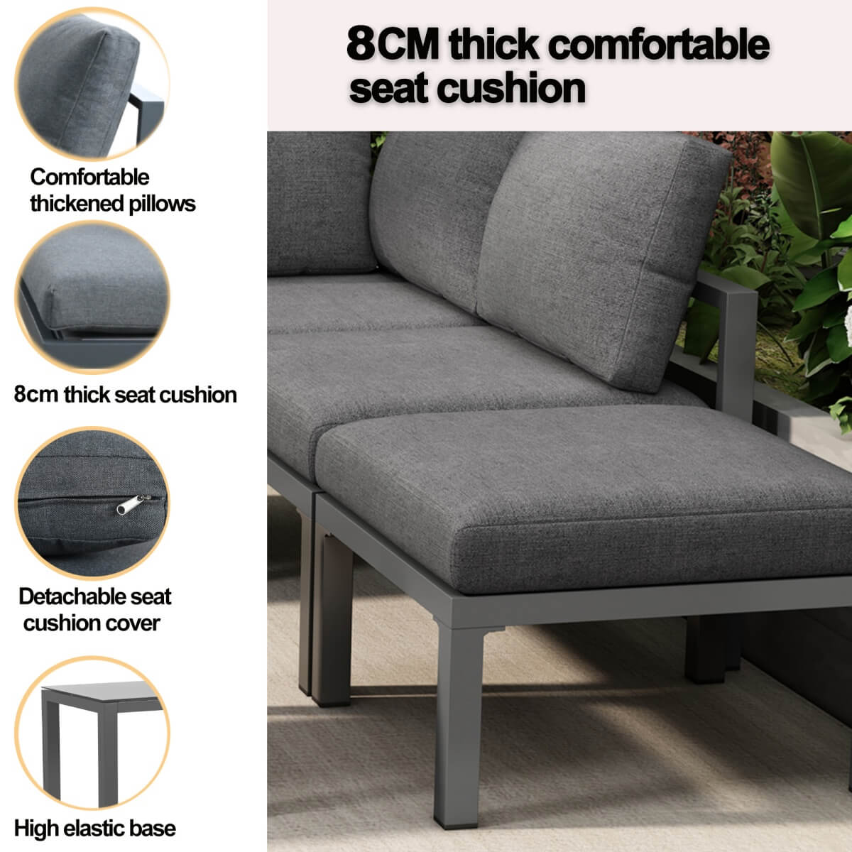 4 to 5 Seater Outdoor Garden Corner Sofa Set – All Weather Lounge Furniture with Coffee Table and Side Table