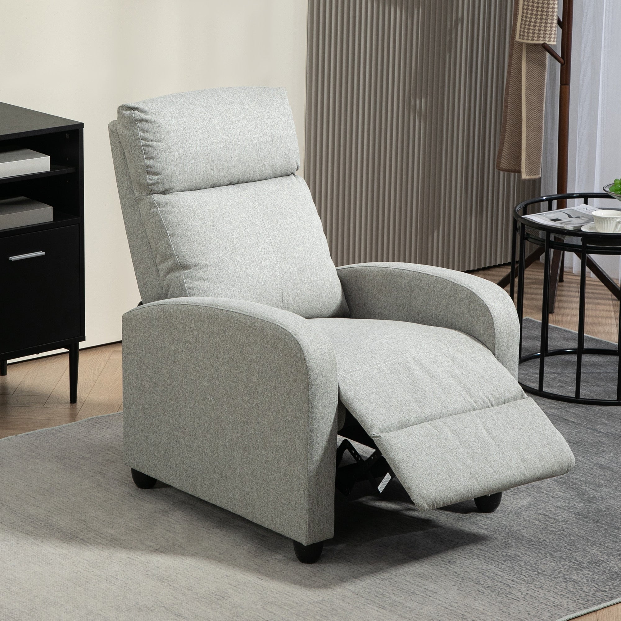 Recliner Armchair with Footrest, 135¡ã Push Back - Grey