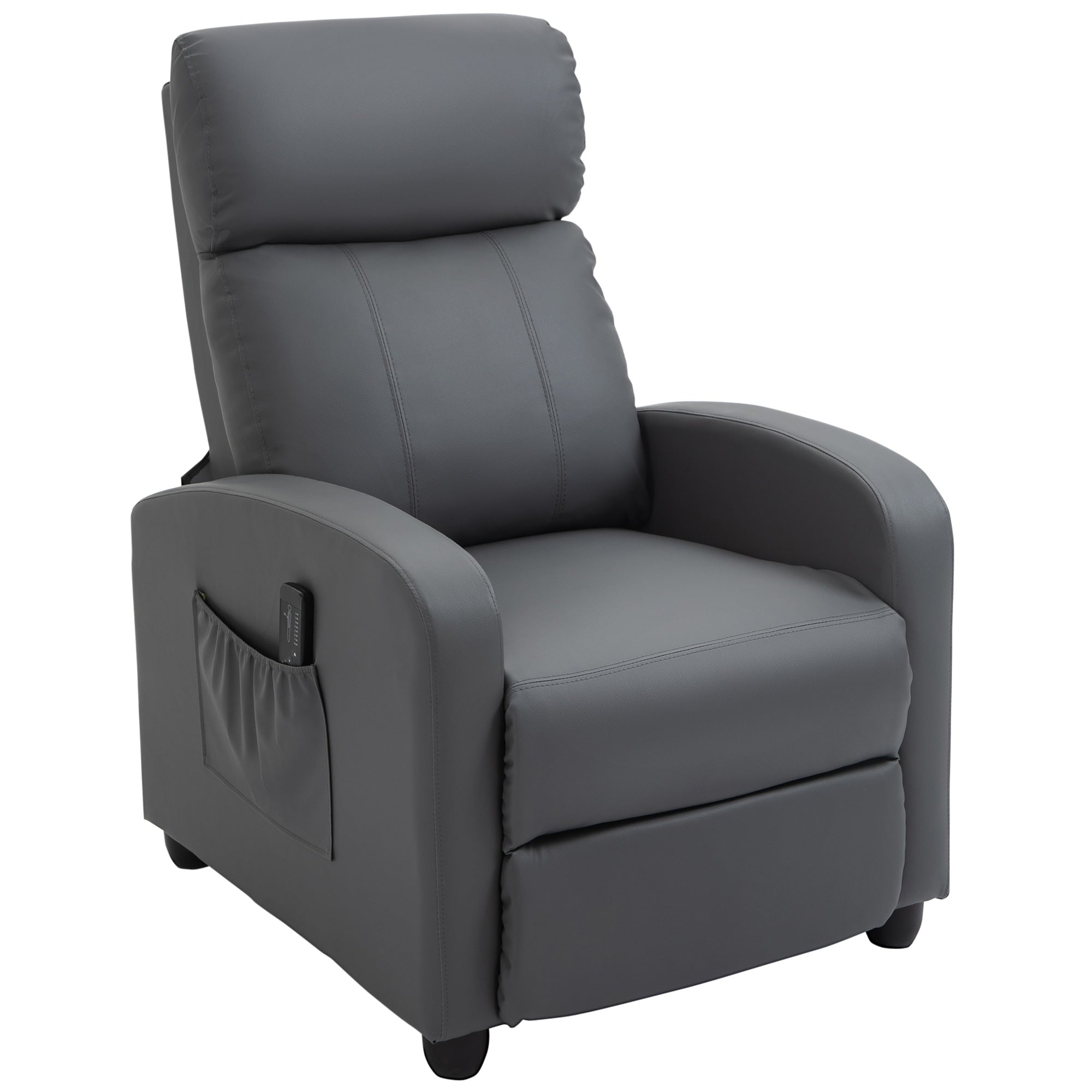 Recliner Armchair, Massage Push Back with Adjustable Leg Rest, Faux Leather Grey