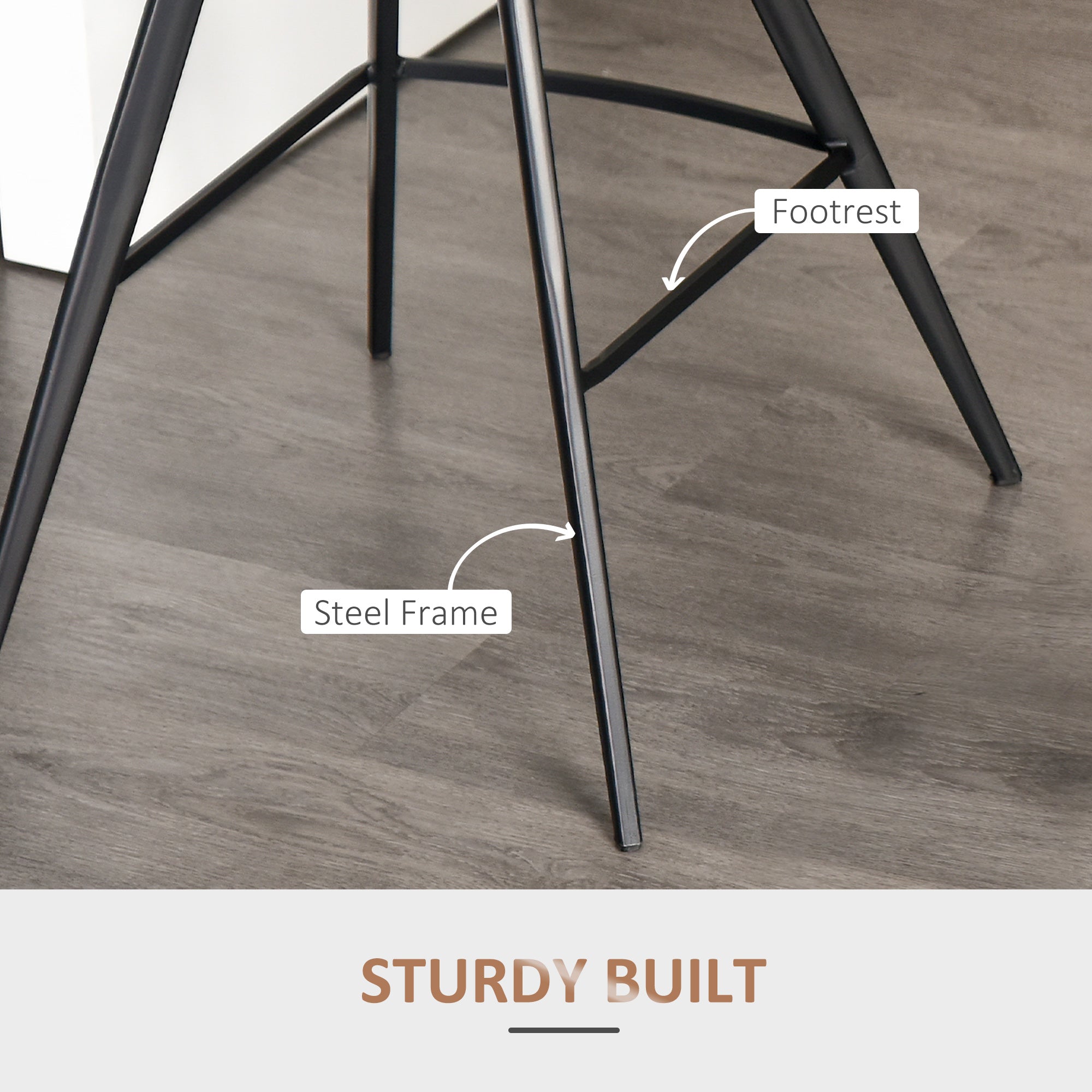 Set Of 2 Bar Stools Padded Quilted Microfiber Cloth Brown