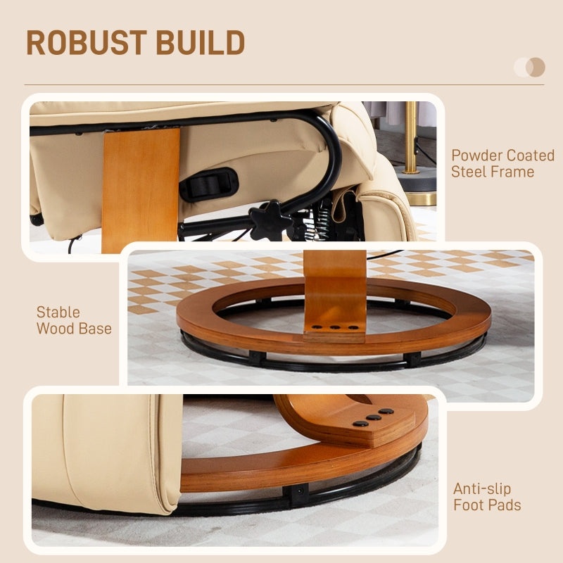 Faux Leather Recliner Chair - Beige