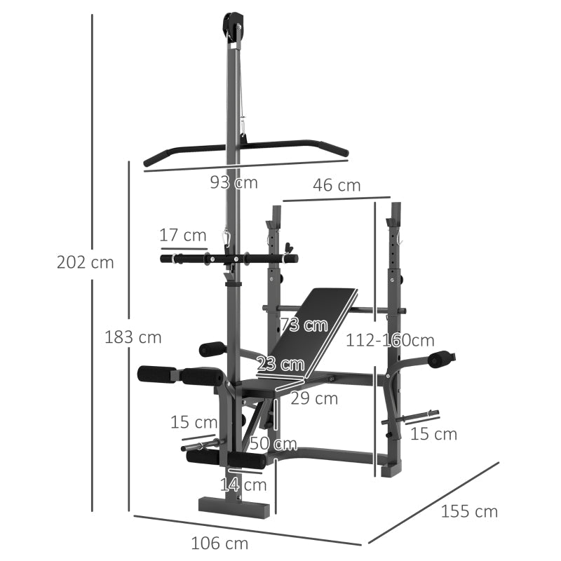 SPORTNOW Adjustable Multi-Exercise Weight Bench with Bench Press Rack, Metal