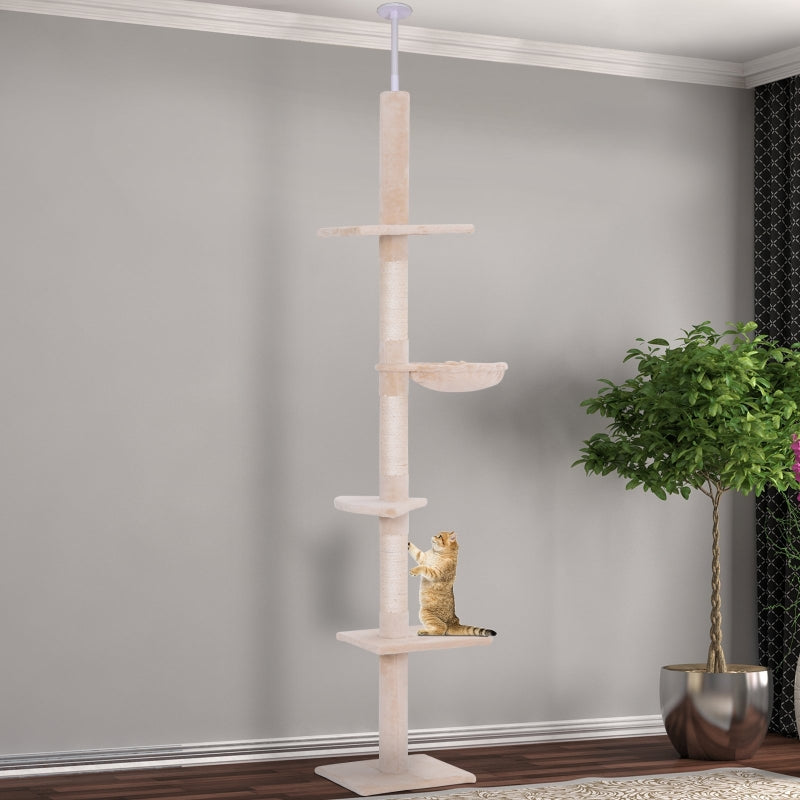 Cat Tree 5-Tier Activity Center Adjustable Height Beige