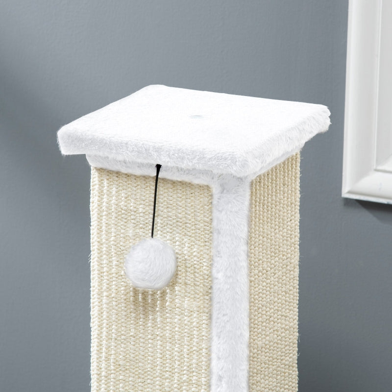 81cm Cat Scratcher, Vertical Full Scratcher with Sisal Rope and Hanging Ball, White