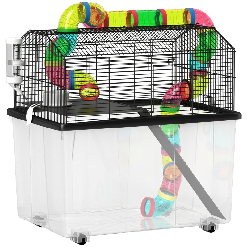 Hamster Cage, Two-Tier with 31cm Deep Tray, Tube System, Multicoloured