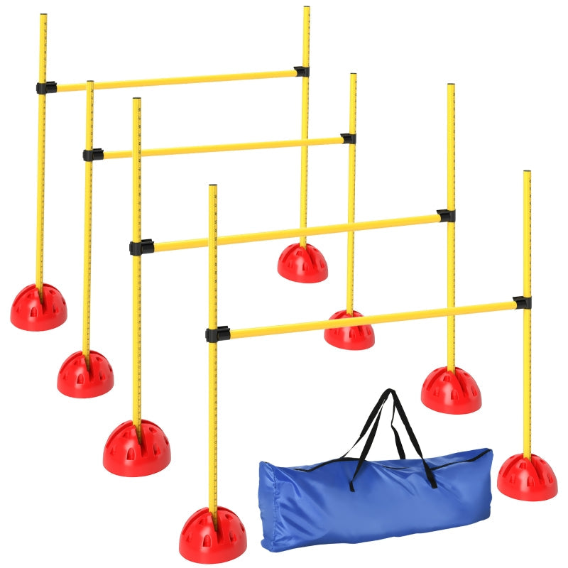 Dog Agility Equipment 4 Hurdle & Carry Bag, Yellow