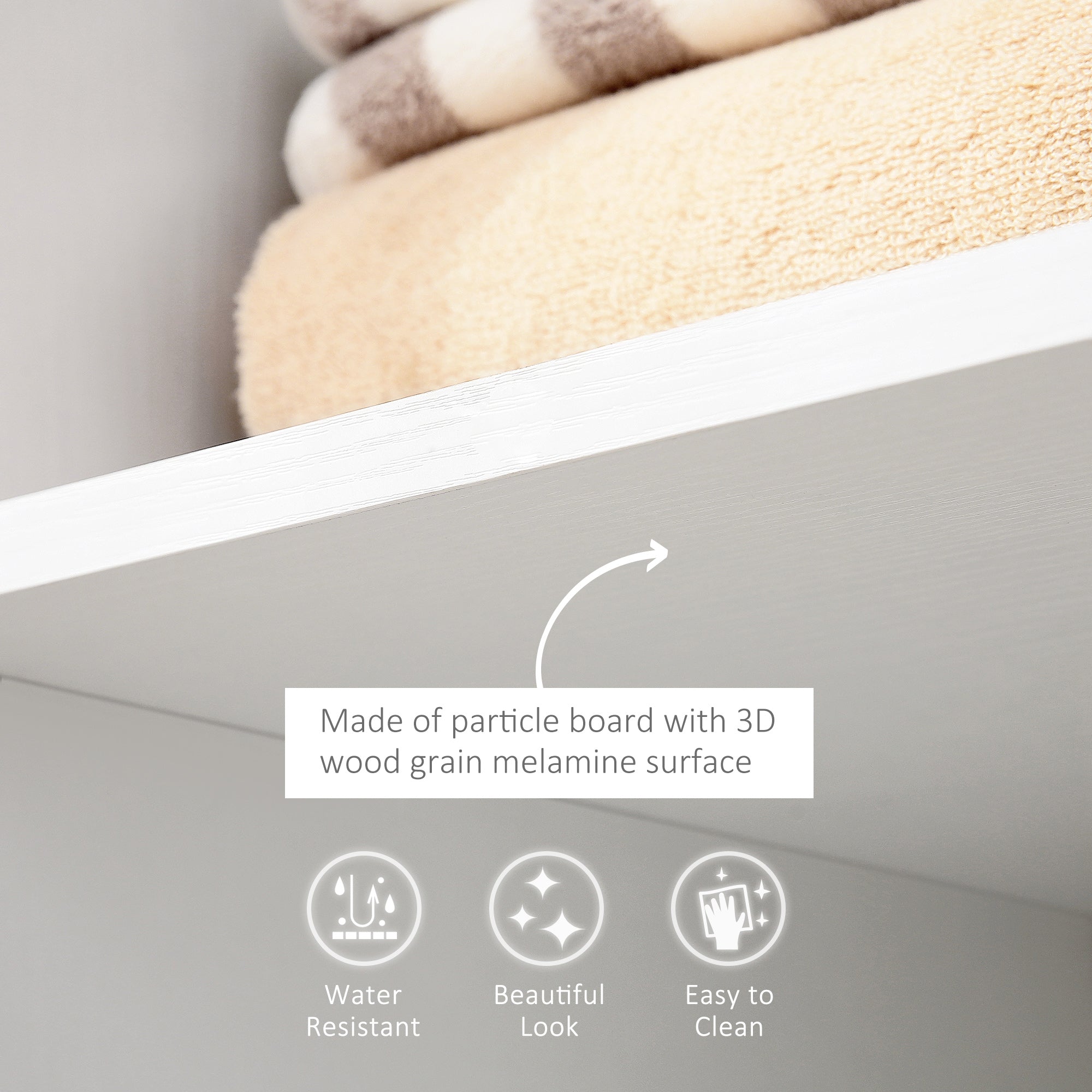 Open Wardrobe on Wheels, Clothes Rail & 3 Shelves, White