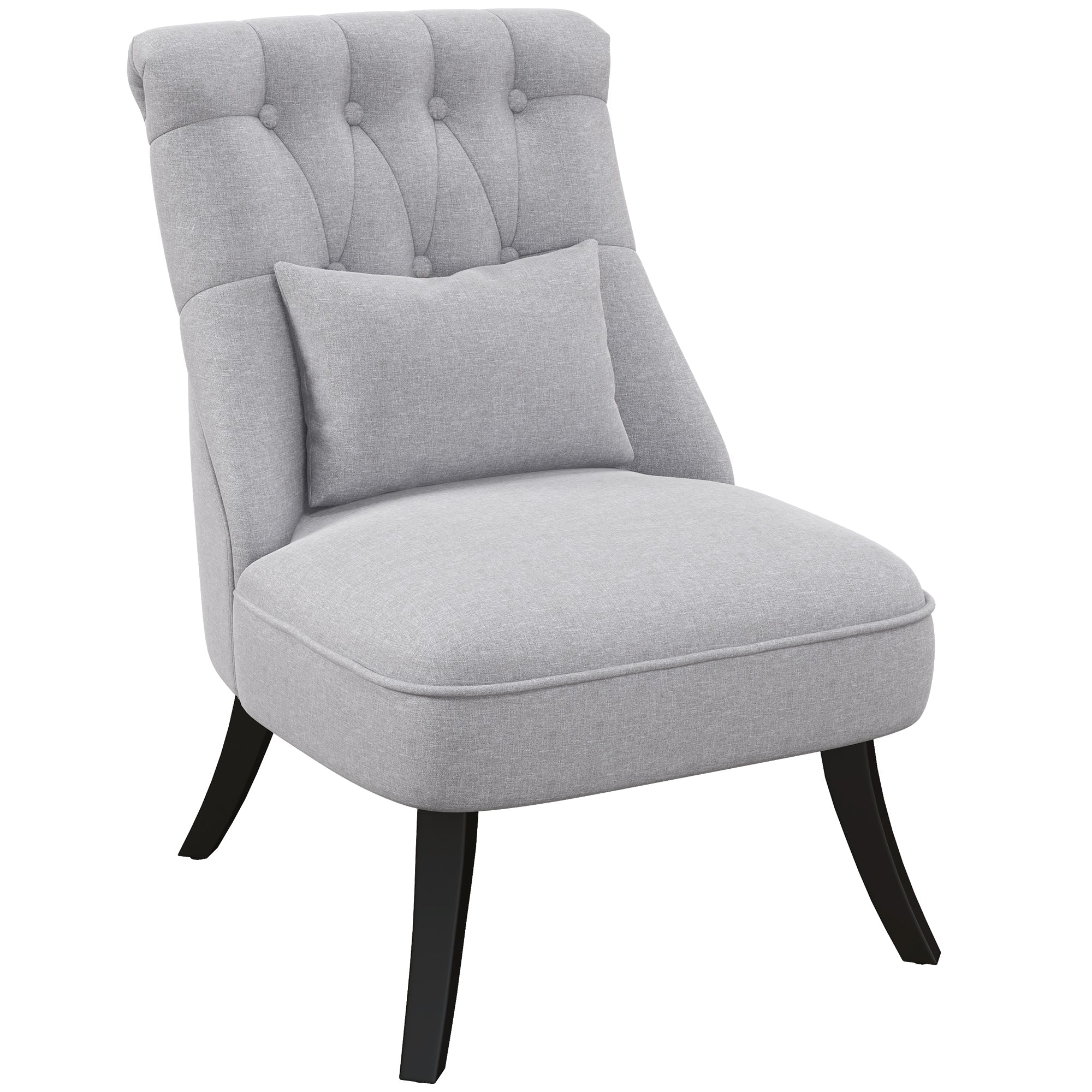 Fabric Single Sofa Tub Chair with Solid Wood Legs, Grey Upholstered