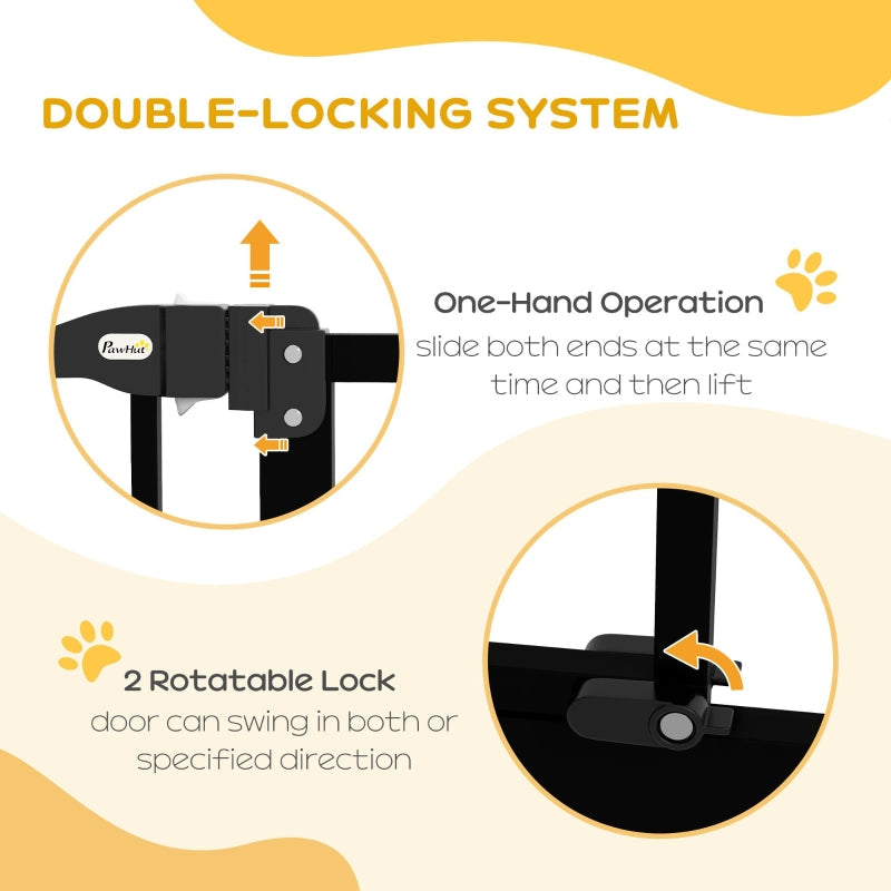 Metal Pet Safety Gate Folding Dog Fence, 74-87cm Black