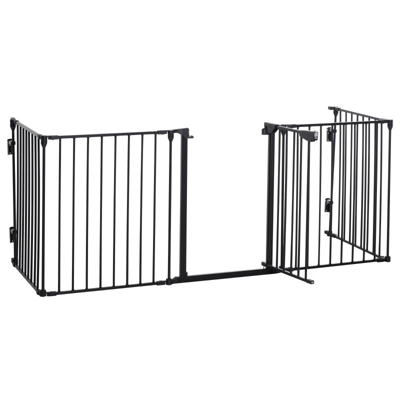 Pet Playpen Metal Fence with Walk Through Door - Black