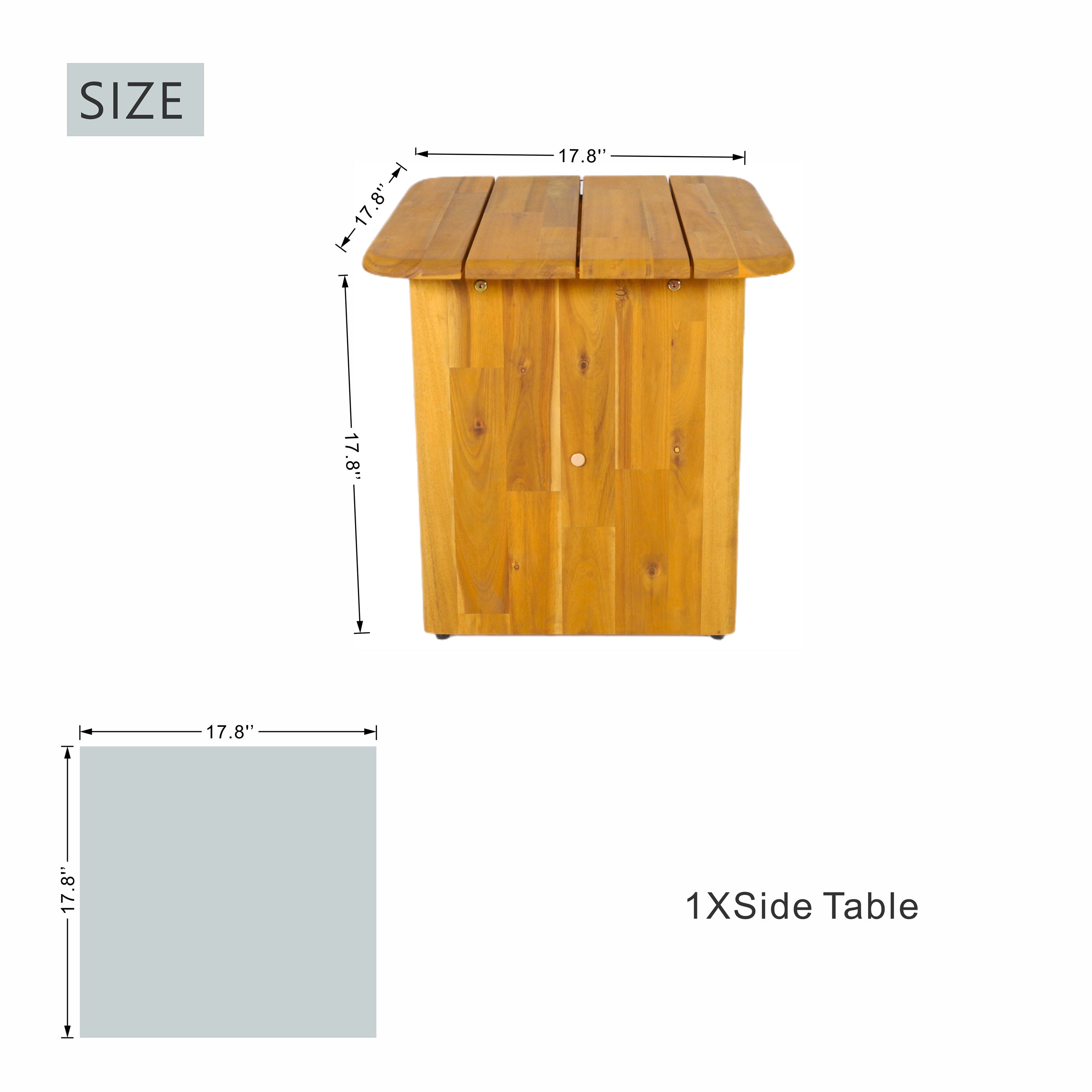 L-Shape 5-Seat Solid Acacia Sectional Sofa Set with Side & Rectangle Coffee Table (PAS-2516-LS+MS+CS+RS+PAS-2515-ST+TA)