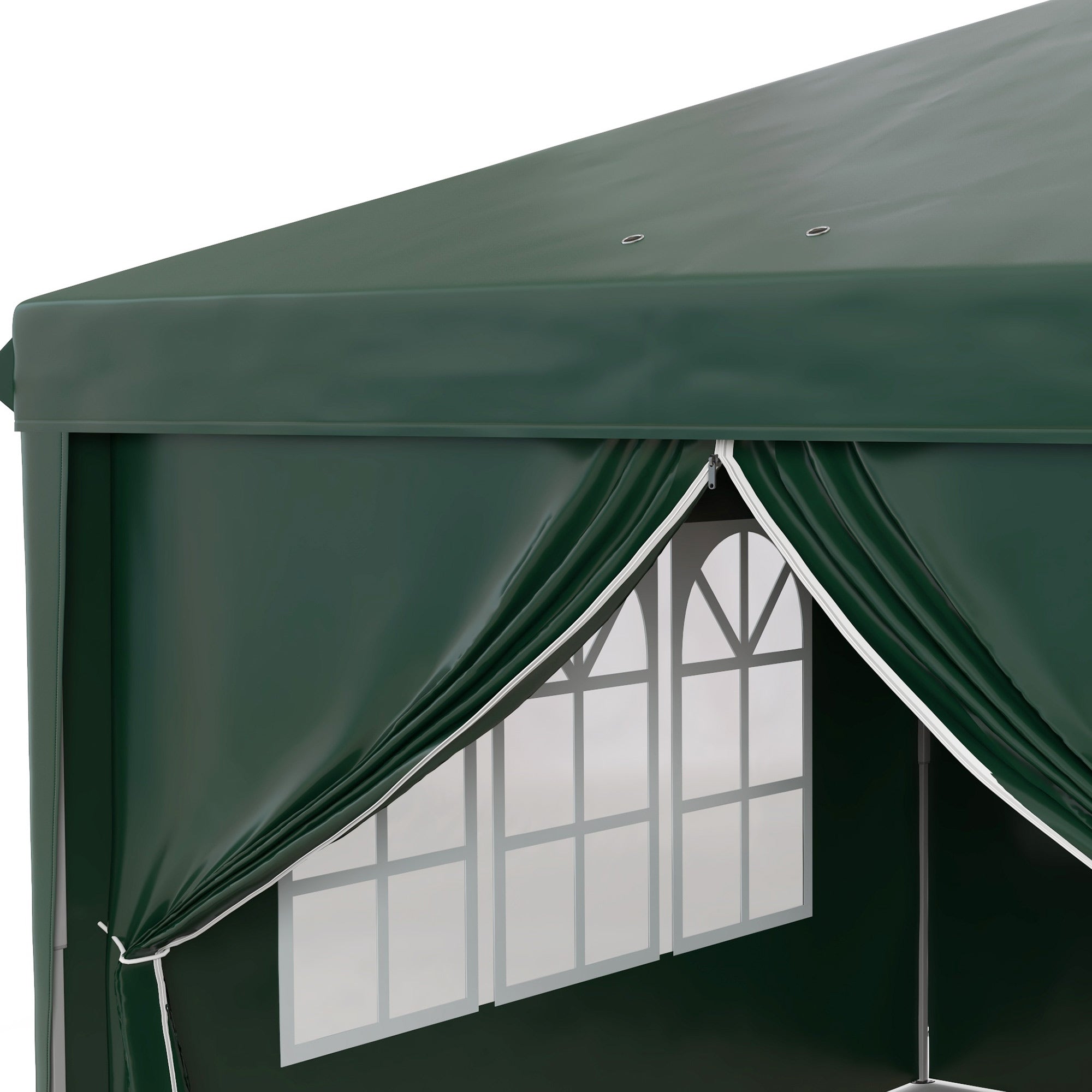 3 x 6m Pop-Up Gazebo with Curtain Walls and Windows - Dark Green