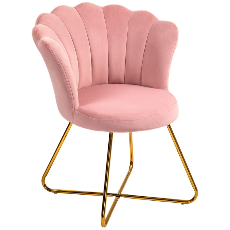 Lotus Petal Accent Chair, Velvet-Feel, Pink