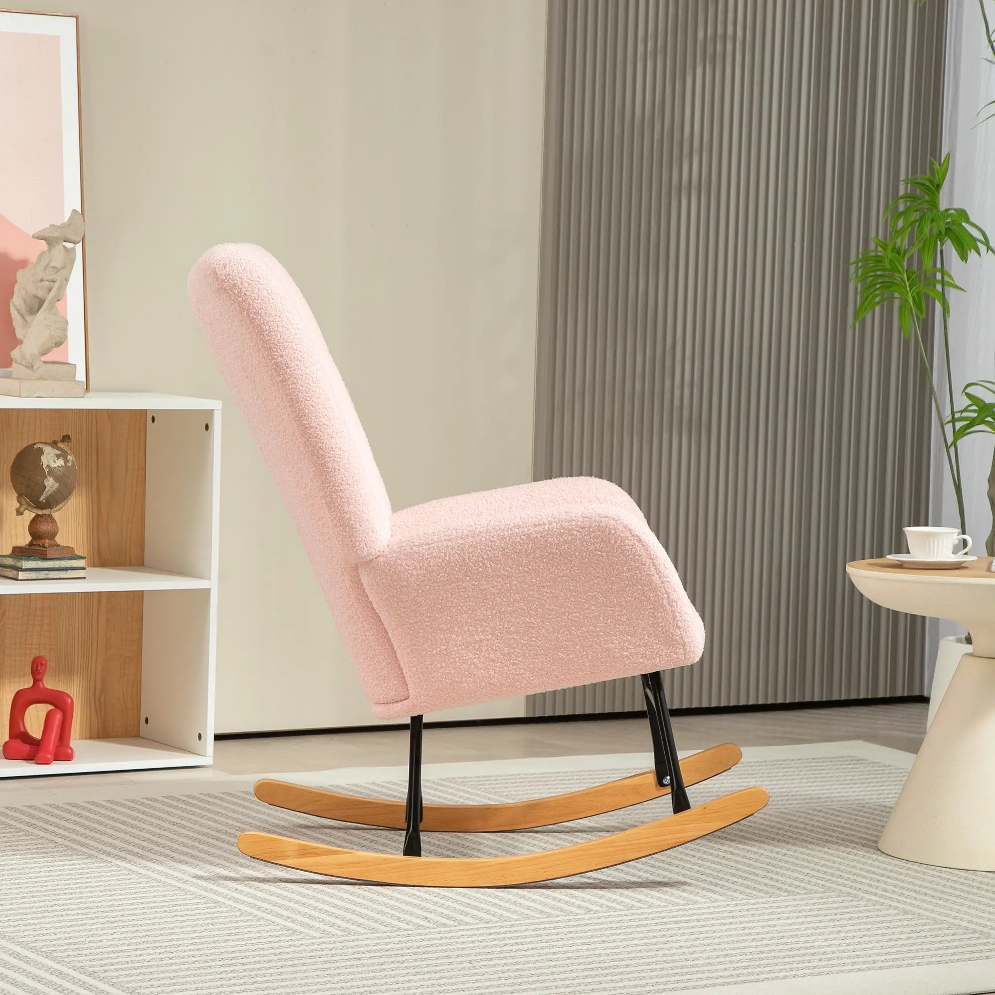 Teddy Fleece Rocking Chair - Pink