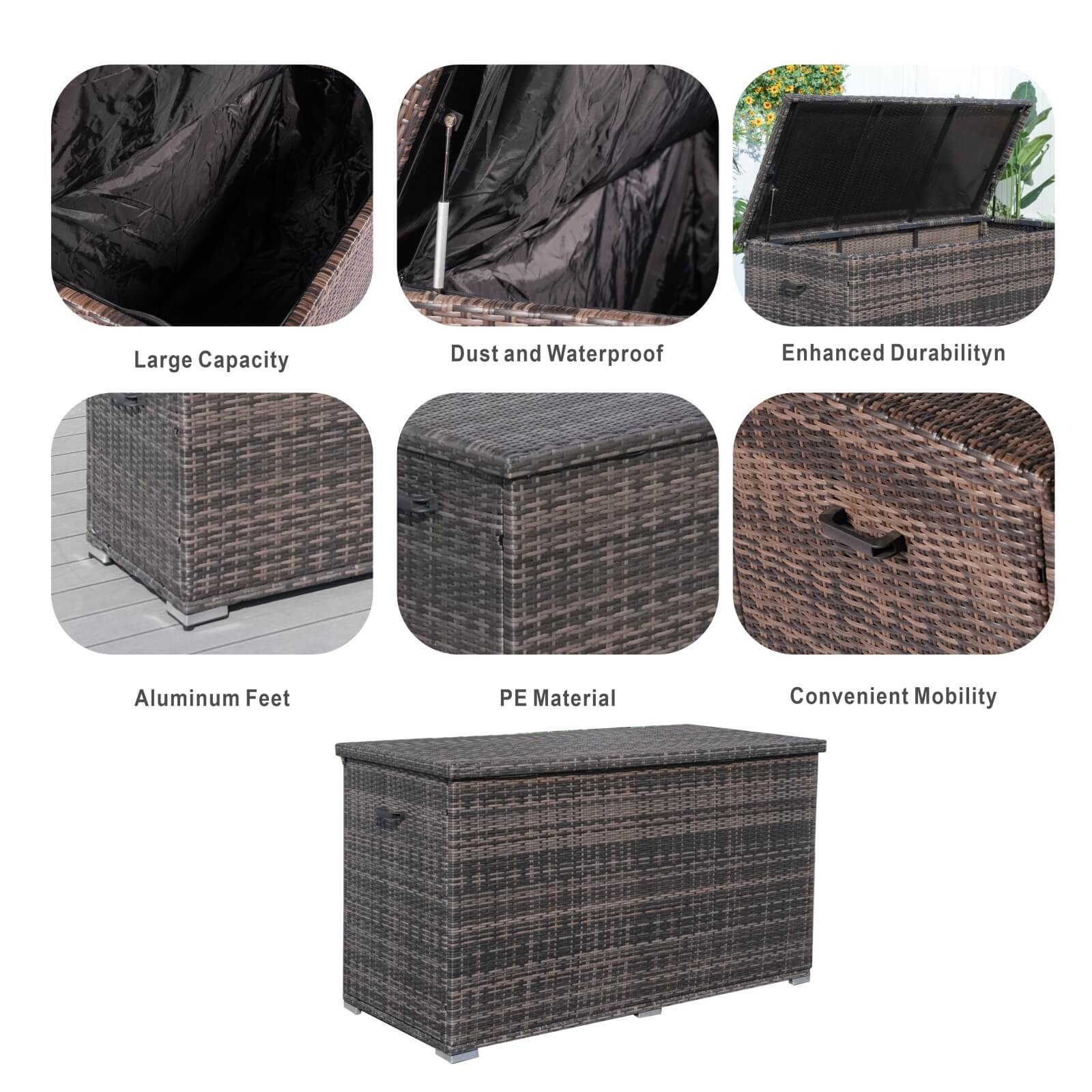 Large Outdoor Wicker Storage Box – Weatherproof Garden & Patio Chest