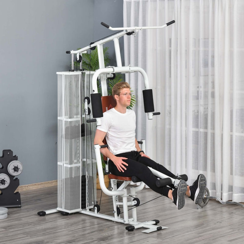 Multifunction Home Gym Weight Training Workout Station, White