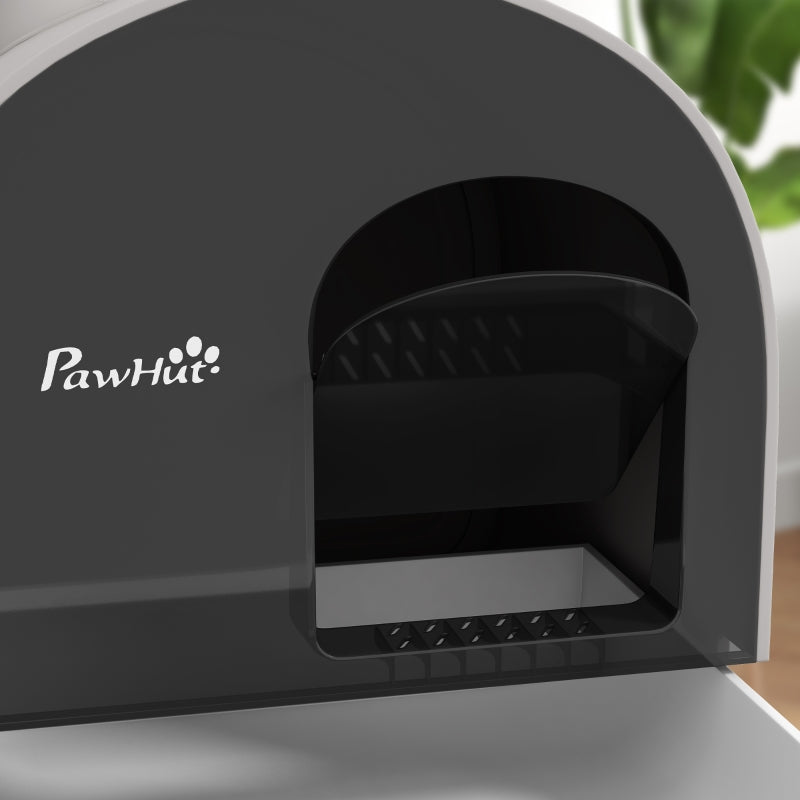 Hooded Cat Litter Box with Lid, Scoop, Filter, Flap Door, Light Grey