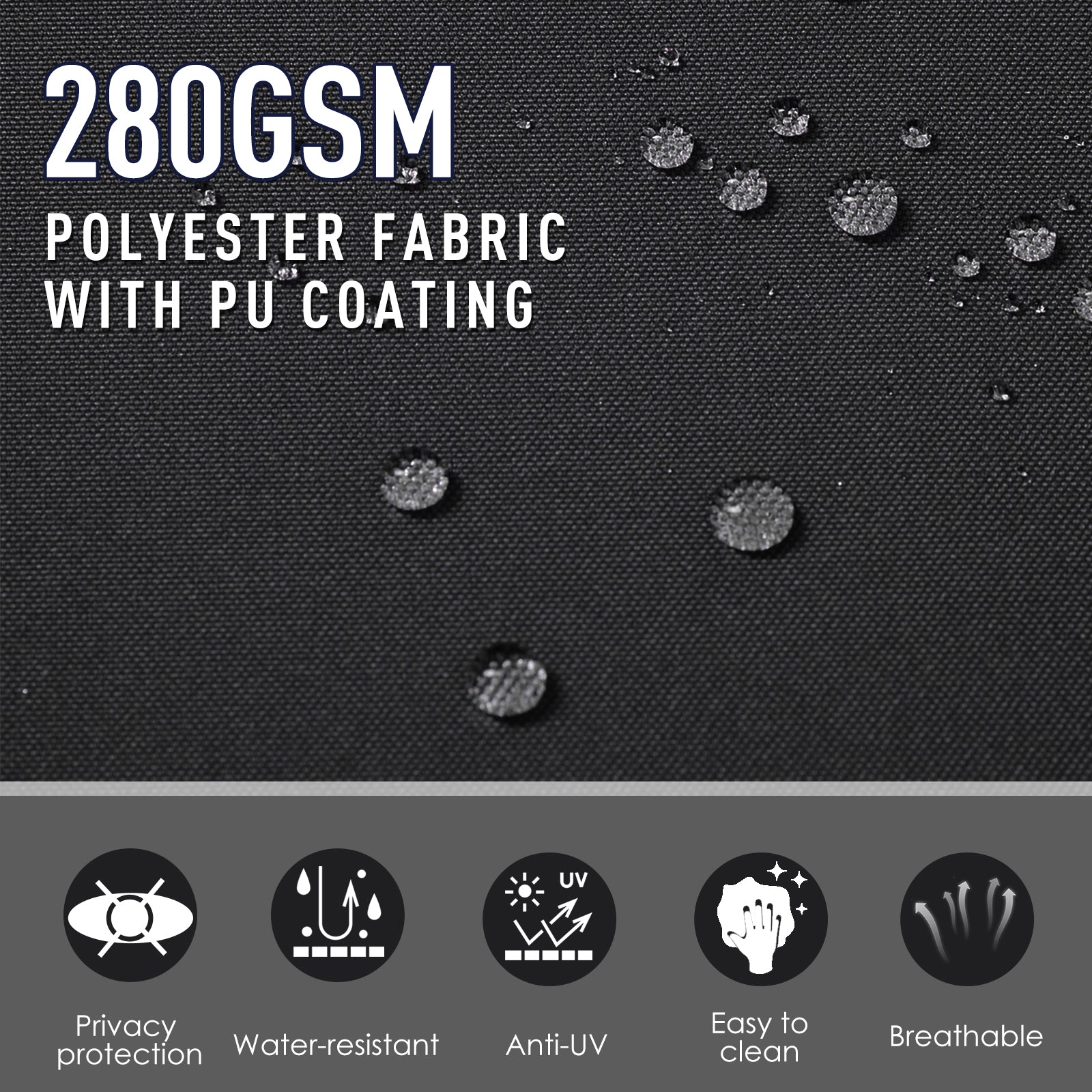 Retractable Awning Double Canopy Side Blind with Steel Frame - Black