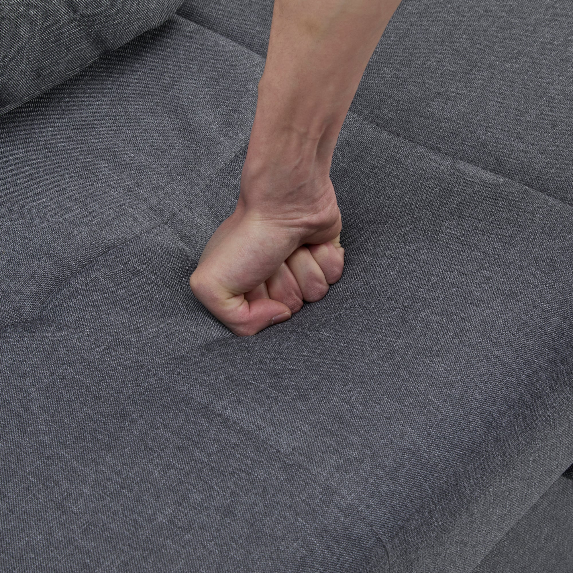 2 Seater Sofa Bed with Cup Holders, Pull Out Sleeper Sofa, Grey Fabric