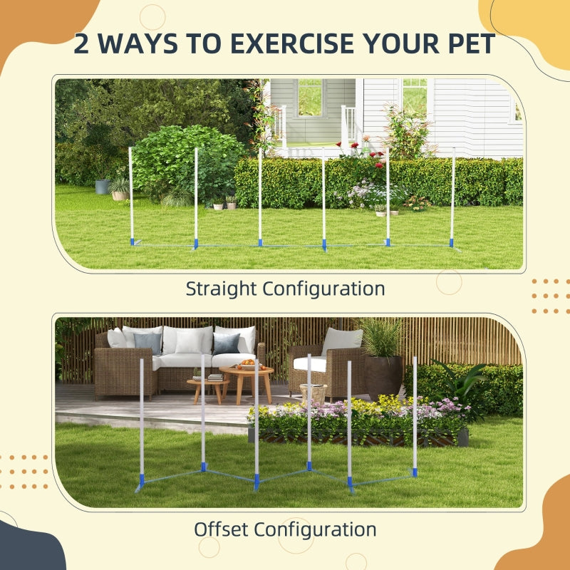Dog Agility Training Set with Adjustable Obstacle Course, 6 Weave Poles, Storage Bag