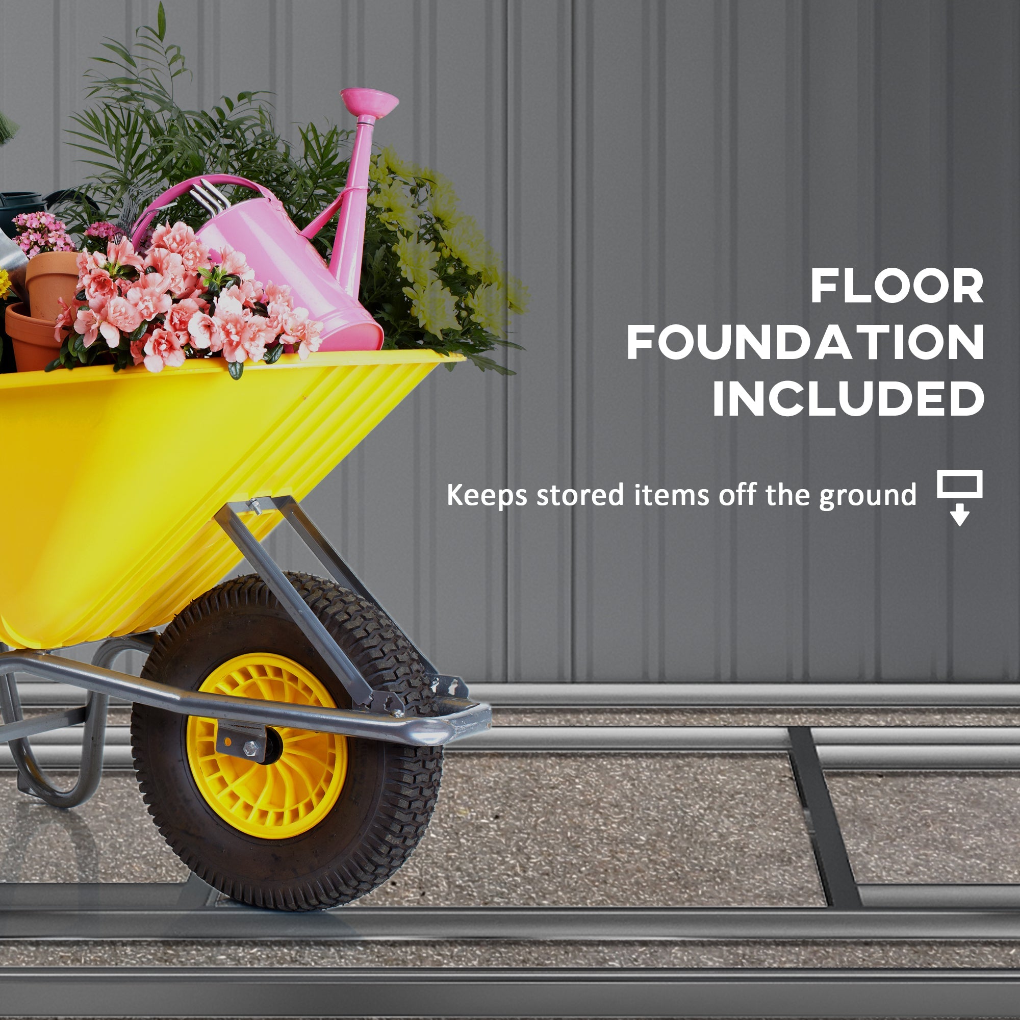 Galvanised Metal Shed 7 x 5ft with Sliding Door, White