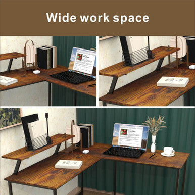 L-Shaped Black Computer Desk with Corner Workstation Table—DT-24612