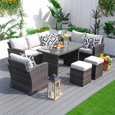 8-Seater  Outdoor Rattan Conversation Set with Storage Box - PAS-1403B