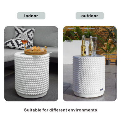 White Waterproof Outdoor Side Table —PAT-2462ST