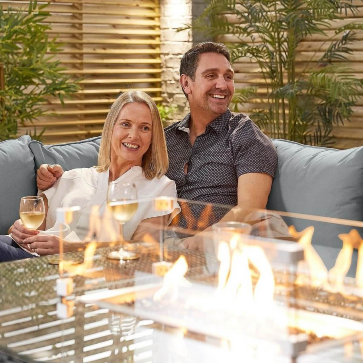 8-Seater Outdoor Corner Sofa Set with Rectangular Fire Pit Table and 3 Footstools – PAF-16591