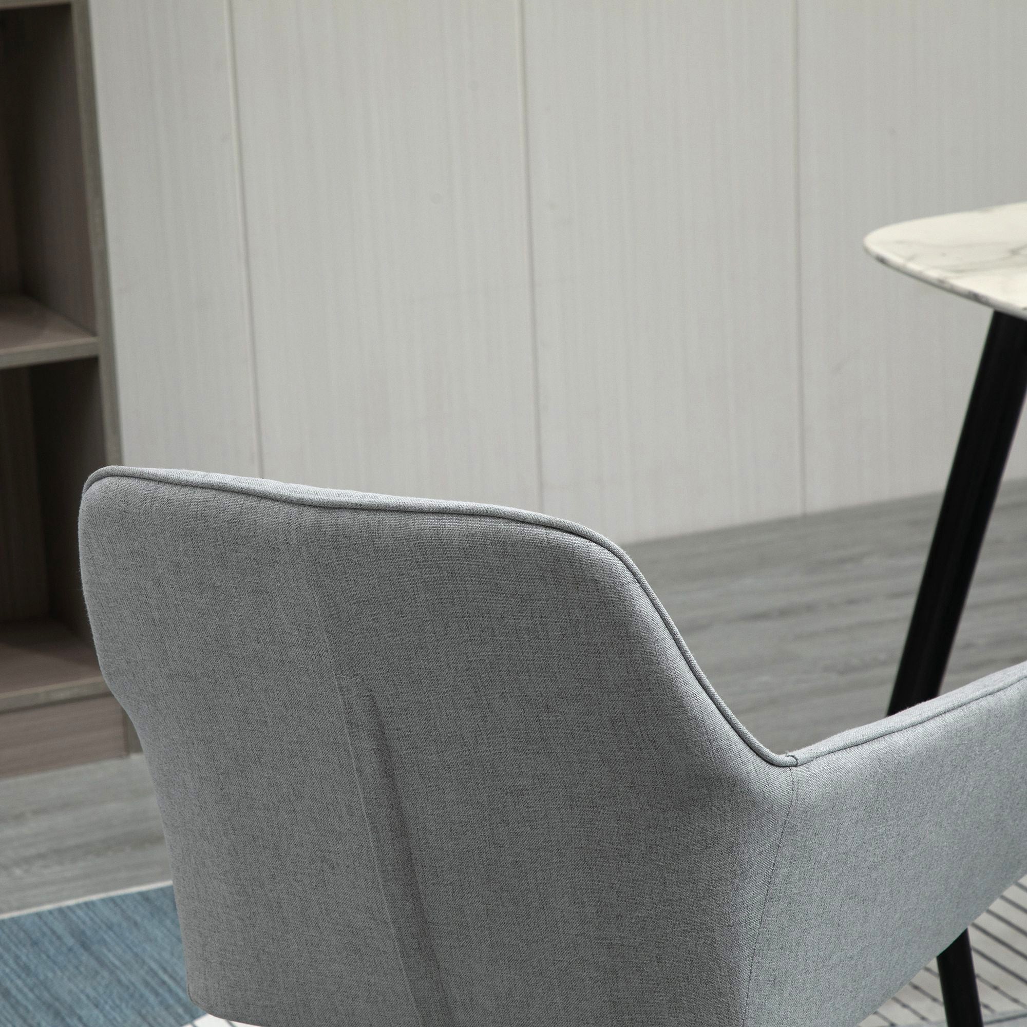 Dining Chairs, Upholstered Accent with Metal Legs, Set of 2, Light Grey Linen Fabric