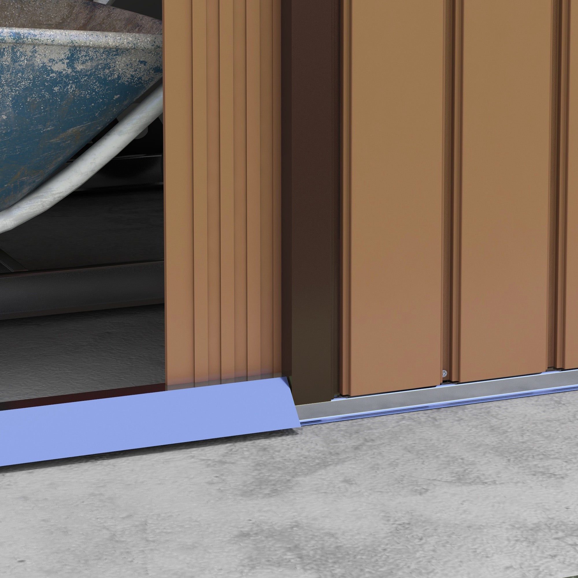 Metal Garden Tool Storage Shed, 7 x 4ft Lockable with Foundation and Vents, Light Brown