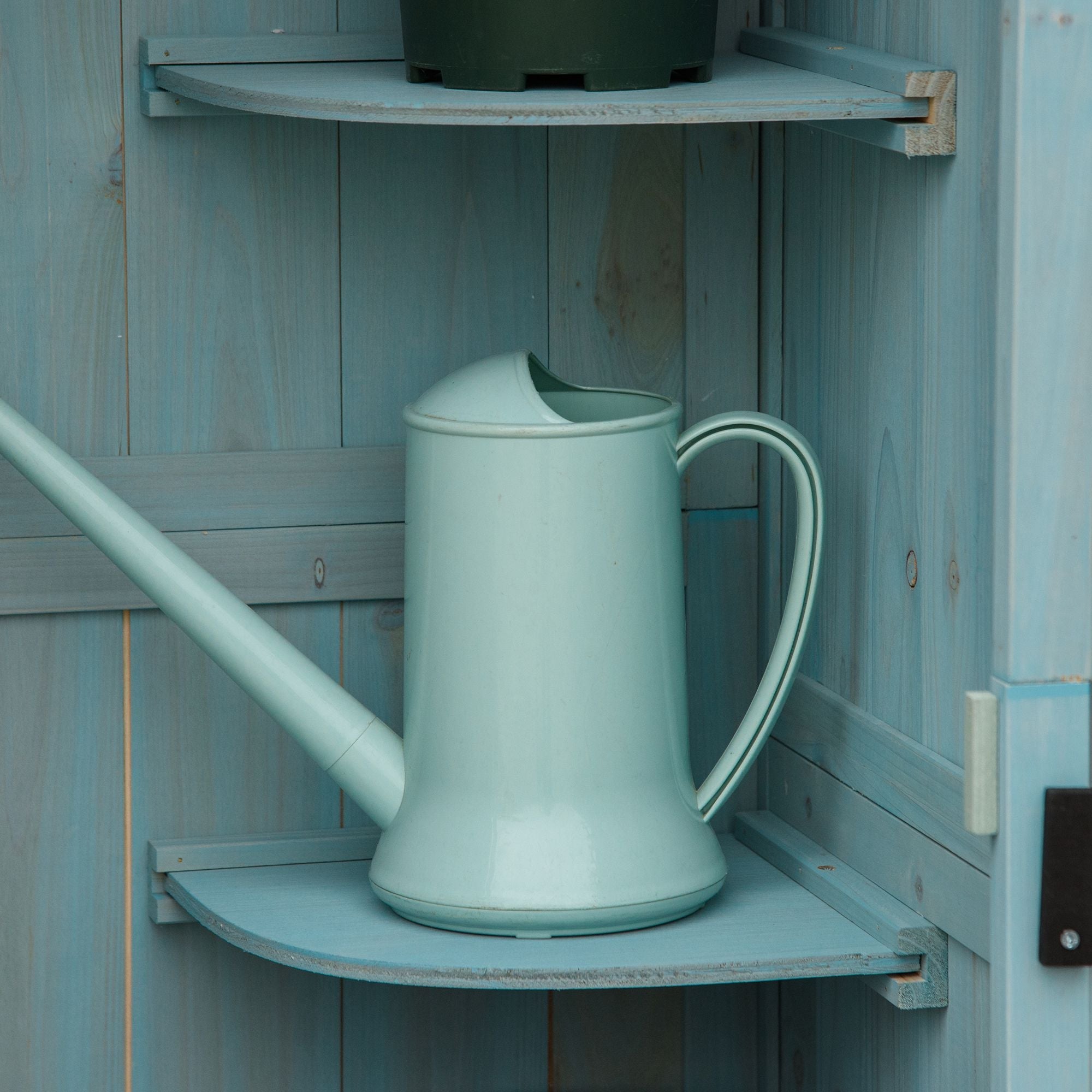 Garden Shed Vertical Utility 3 Shelves Wood Blue