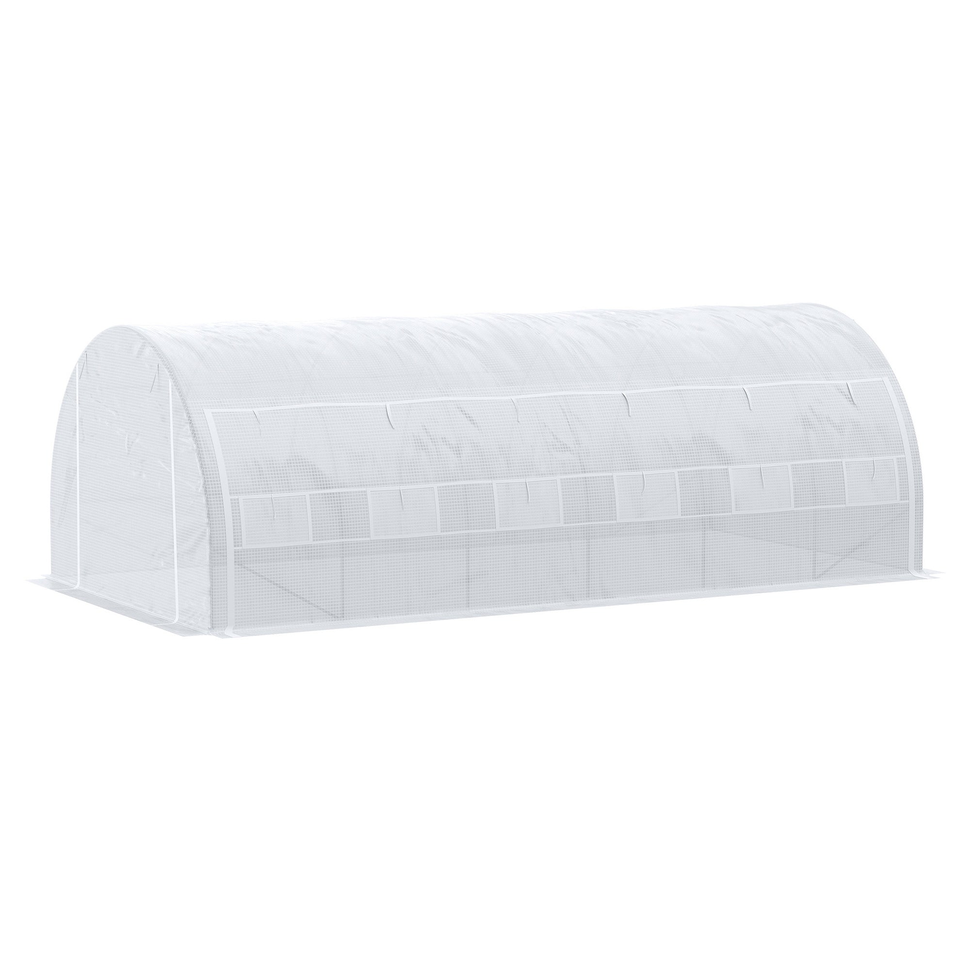 Polytunnel Greenhouse, 6 x 3 x 2 m Walk-in Grow House Tent with Steel Frame, White