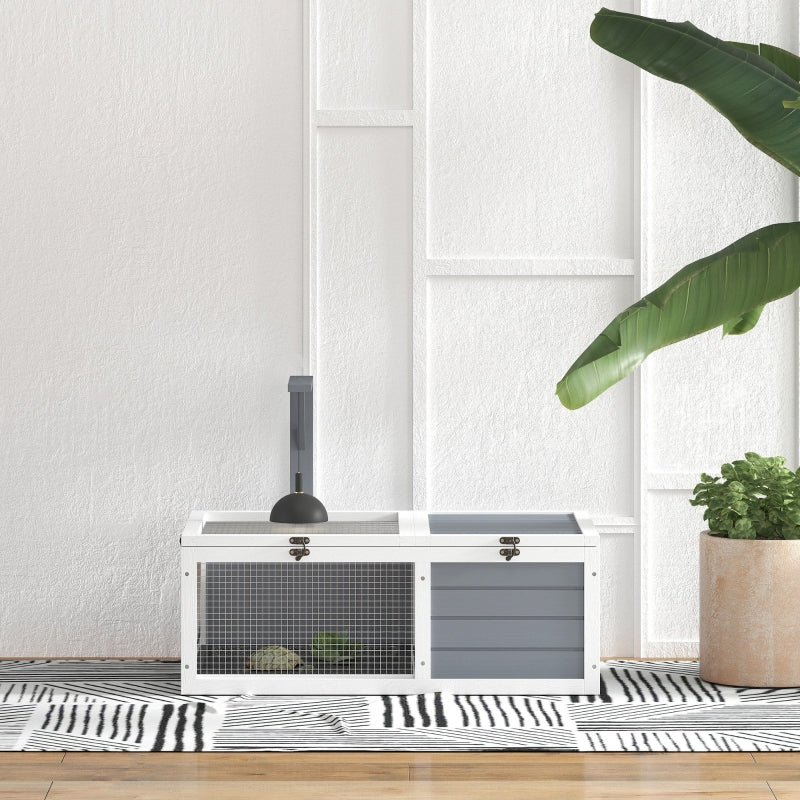 Wooden Tortoise Enclosure, Lamp Holder, Outdoor/Indoor, Light Grey