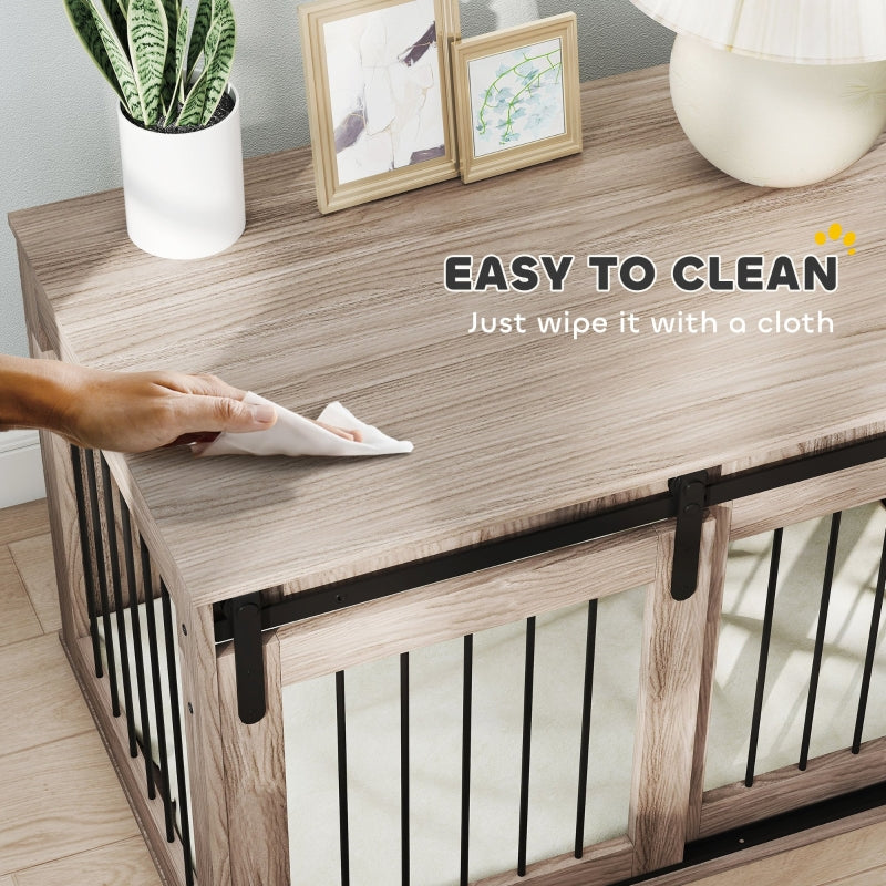 PawHut Dog Crate Furniture with Removable Cushion - Brown